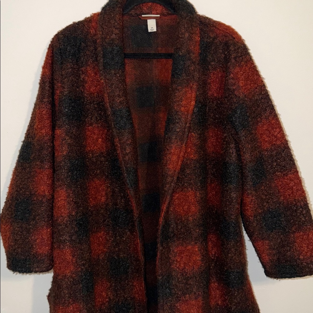Ava & Viv Red orange and black plaid coat plus size! from target